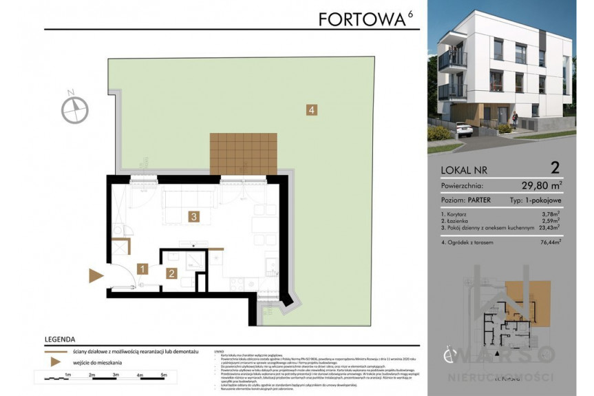 Warszawa, Bielany, Fortowa, 2 pokoje, ogródek z tarasem 56 mkw, garaż.